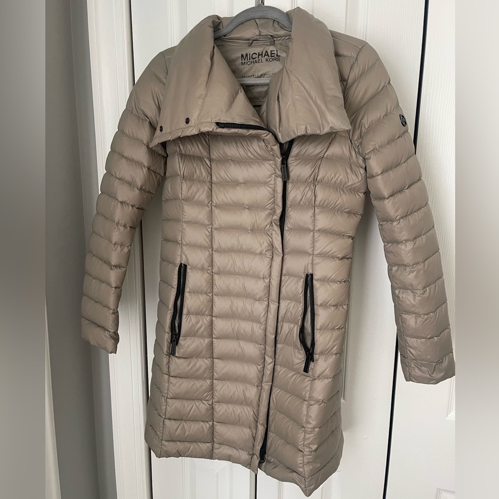 michael kors quilted nylon down coat